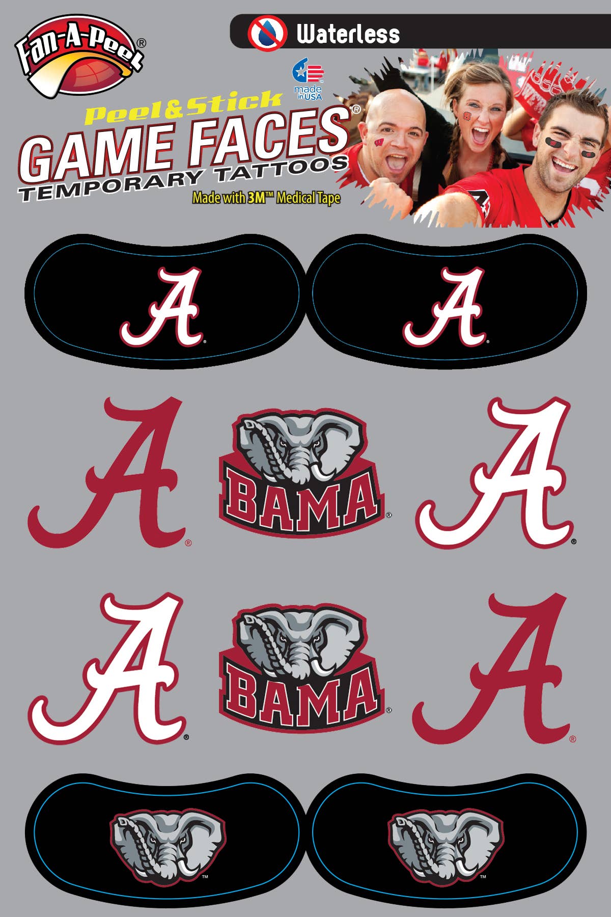 Alabama NCAA Game Faces Temporary Tattoos