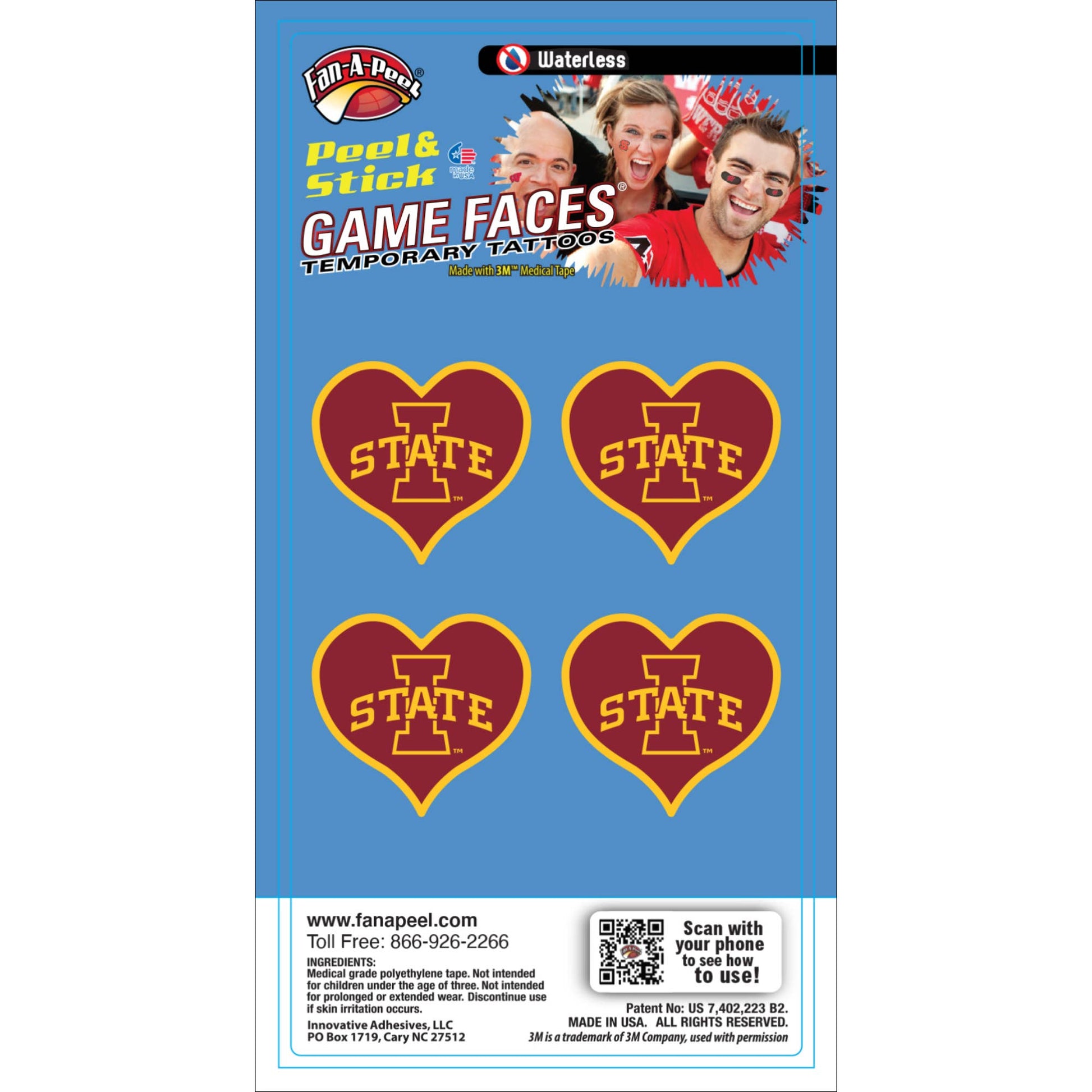Iowa State Game Faces® Temporary Tattoos